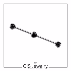 Piercing Industrial corazón de onix