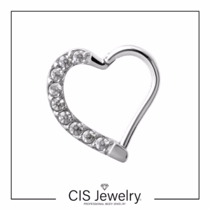 Piercing Aro clicker corazón y zirconias
