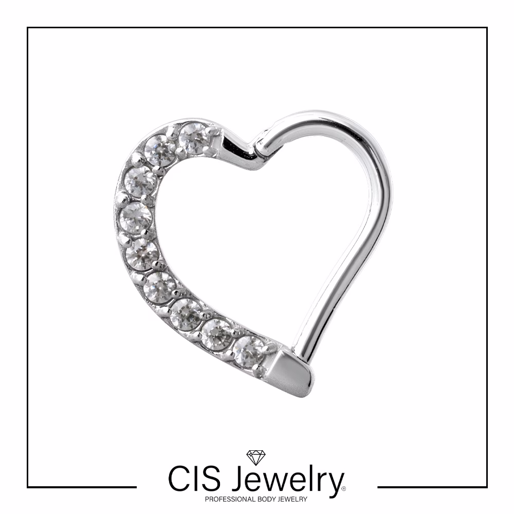 Piercing Aro clicker corazón y zirconias
