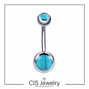 Piercing Navel (ombligo) con turquesas naturales