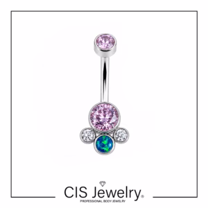 Piercing Navel (ombligo) combinado ópalo y zirconias - M2