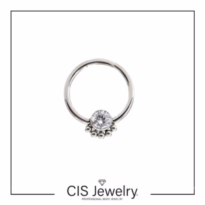 Piercing Aro BCR y disco media filigrana zirconia