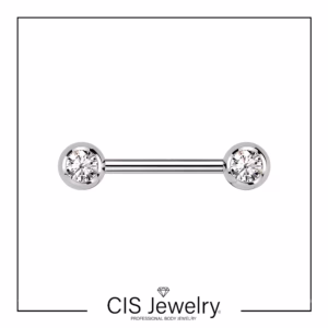 Piercing Nipple doble bolas zirconias blancas