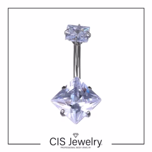 Piercing Navel (ombligo) zirconia cuadrada