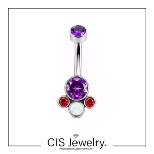 Piercing Navel (ombligo) combinado ópalo y zirconias - M1