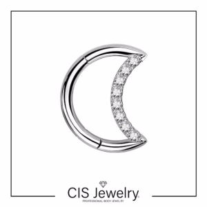 Piercing Aro clicker media luna con zirconias