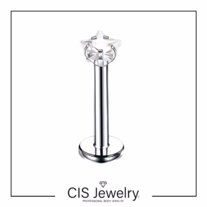 Piercing Labret y zirconia engarsada con formas varias