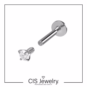 Piercing Labret y zirconia redonda engarzada