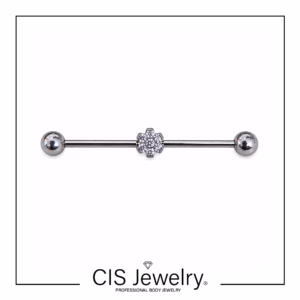 Piercing Industrial con mini flor zirconias