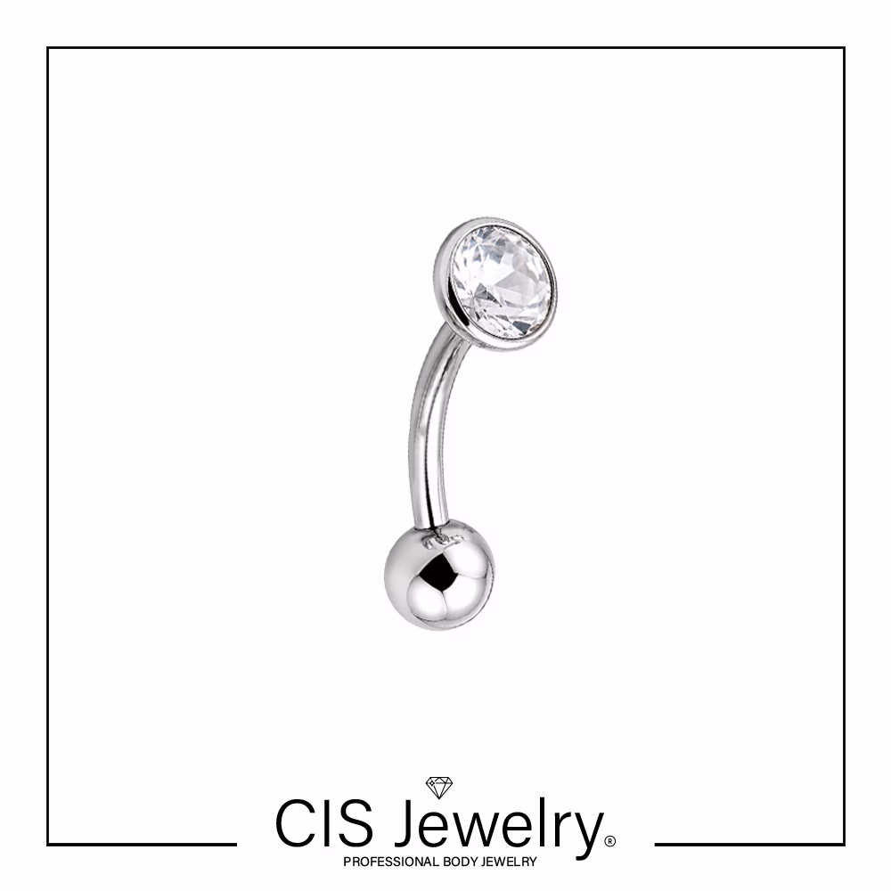 Piercing Floating navel (ombligo) y disco zirconia