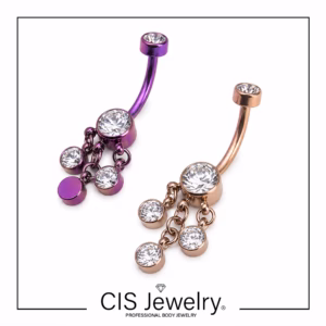 Piercing Navel (ombligo) con colgantes zirconias anodizados
