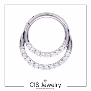 Piercing Aro clicker doble zirconias