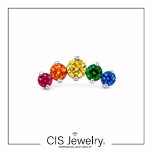 Piercing Labret y cluster prium zirconias arcoiris