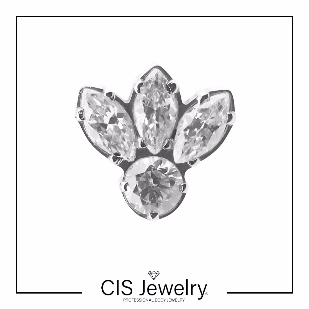 Piercing Labret y cluster round marquise