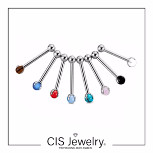 Piercing Barbell recto y 1 bola de piedra natural