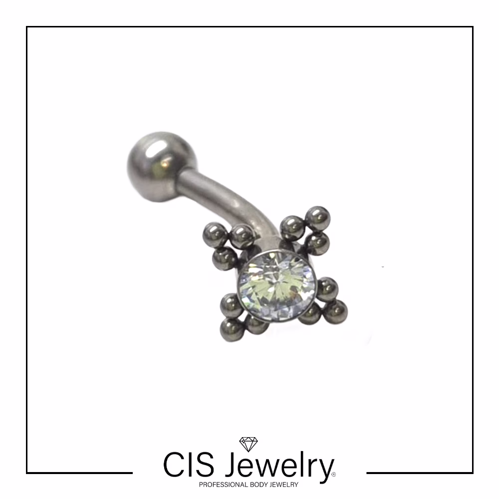 Piercing Floating navel (ombligo) y 4 filigranas cz
