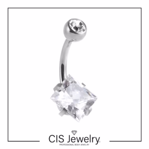 Piercing Navel (ombligo) zirconia cuadrada