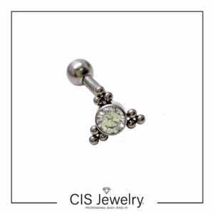 Piercing Floating navel (ombligo) con top triángulo filigranas y zirconia