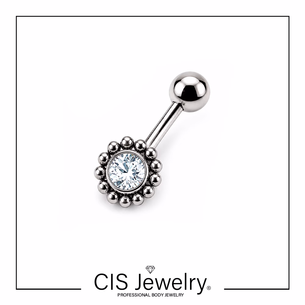 Piercing Floating navel (ombligo) con top sunflower
