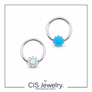 Piercing Aro BCR y disco intercambiable con sunflower ópalos