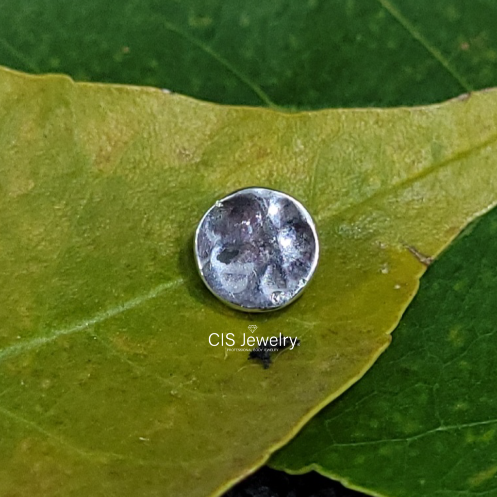 Piercing Labret y top disco martillado de Plata 925