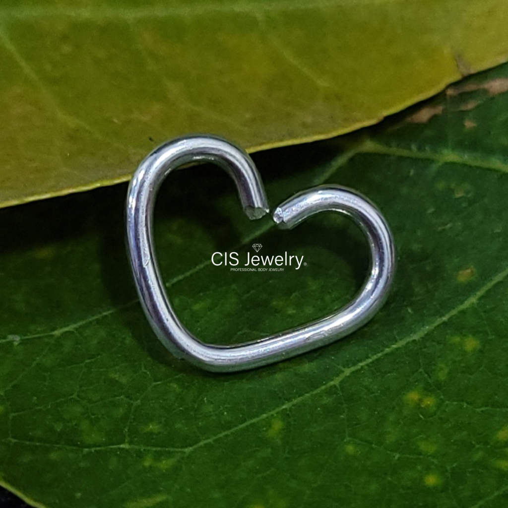 Piercing Aro corazón M1 de Plata 950 mini