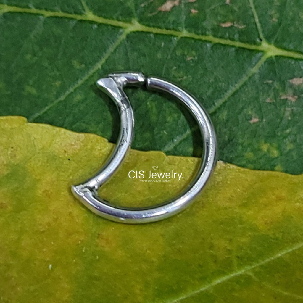 Piercing Aro media luna simple de Plata 950