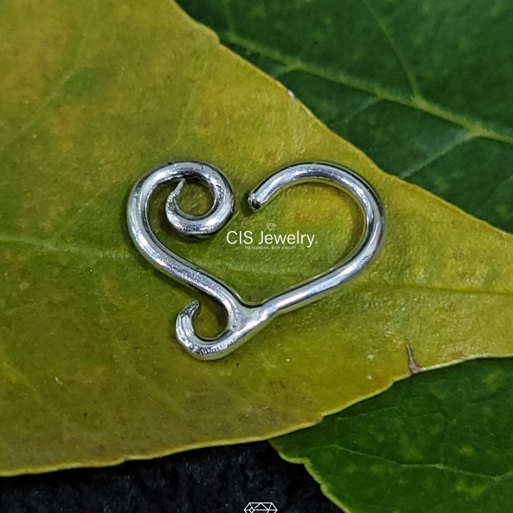 Piercing Aro corazón M2 de Plata 950 mini