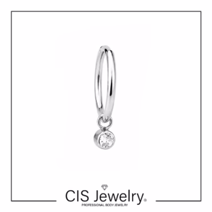 Piercing Aro clicker con dije zirconia blanca