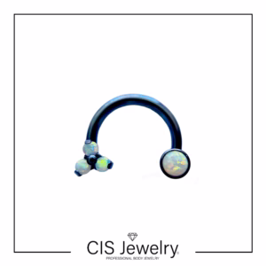Piercing Aro Circular accesorios frontales - triniti y disco de ópalos blancos