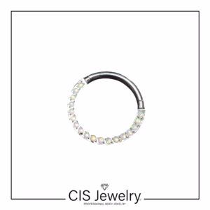 Piercing Aro clicker ópalos blancos