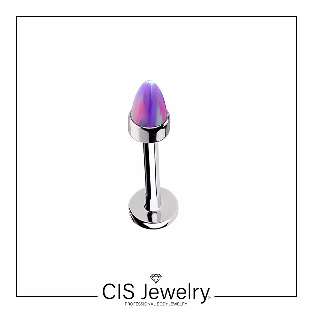 Piercing Labret y top cono ópalo