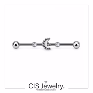 Piercing Industrial media luna filigranas y discos de zirconias