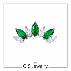 Piercing labret y cluster marquise green mix