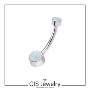 Piercing navel (ombligo) con discos de ópalos