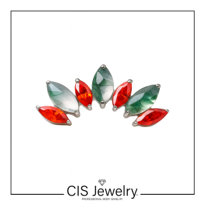 Piercing labret y top cluster marquise piedras naturales mix