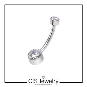 Piercing navel (ombligo) con discos de zirconias