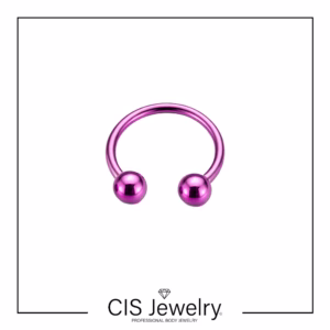 Piercing Aro circular color rosa (PVD) doble bola