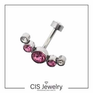Piercing ombligo media luna cristales mix (AQ)
