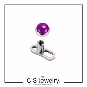 Piercing microdermal con top disco ágata violeta - piedra natural 4mm