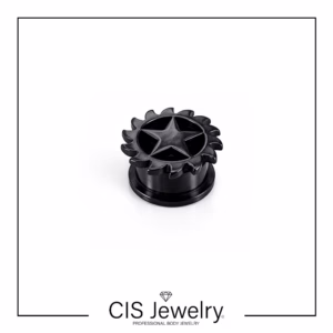 Piercing Expansor punk estrella - color negro (PVD)