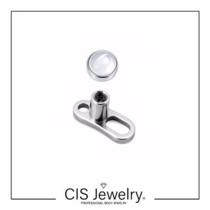 Piercing microdermal con top disco ágata blanca semitransparente - piedra natural 4mm
