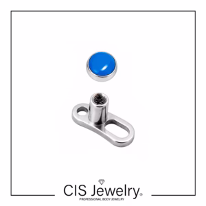 Piercing microdermal con top disco ágata azul - piedra natural 4mm