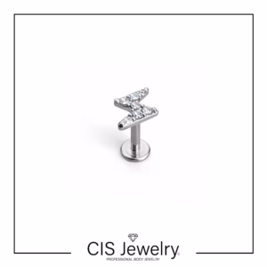 Piercing Labret con rayo con cristales