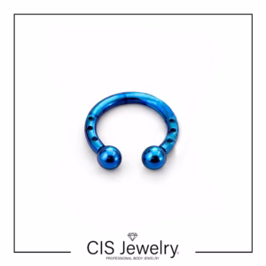 Piercing Aro circular color azul (PVD) doble bola