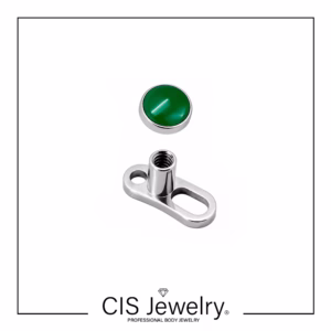 Piercing microdermal con top disco ágata verde - piedra natural 4mm