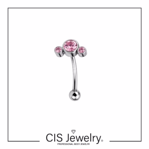 Piercing Barbell curvo banana y top 3 zirconia