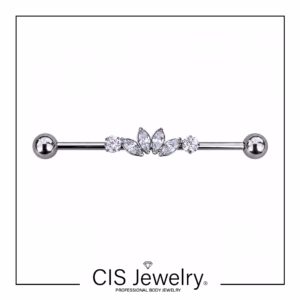 Piercing Industrial con cluster marquise y round zirconias