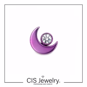 Piercing Labret y media luna zirconia anodizado violeta