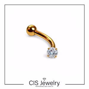 Piercing Banana con un top zirconia redonda y una bola básica